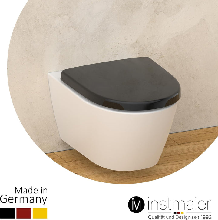 instmaier | D-Form | Toilettendeckel mit Absenkautomatik | schwarz glänzend | Made in Germany | Toil
