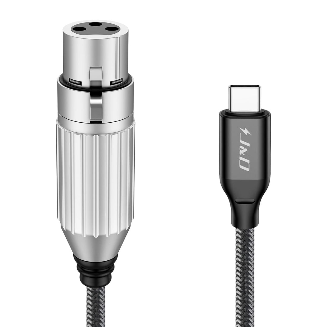J&amp;D USB C zu XLR Mikrofon Audiokabel, Geflochtenes USB C zu XLR Buchse Mikrofonkabel für Audioaufnah