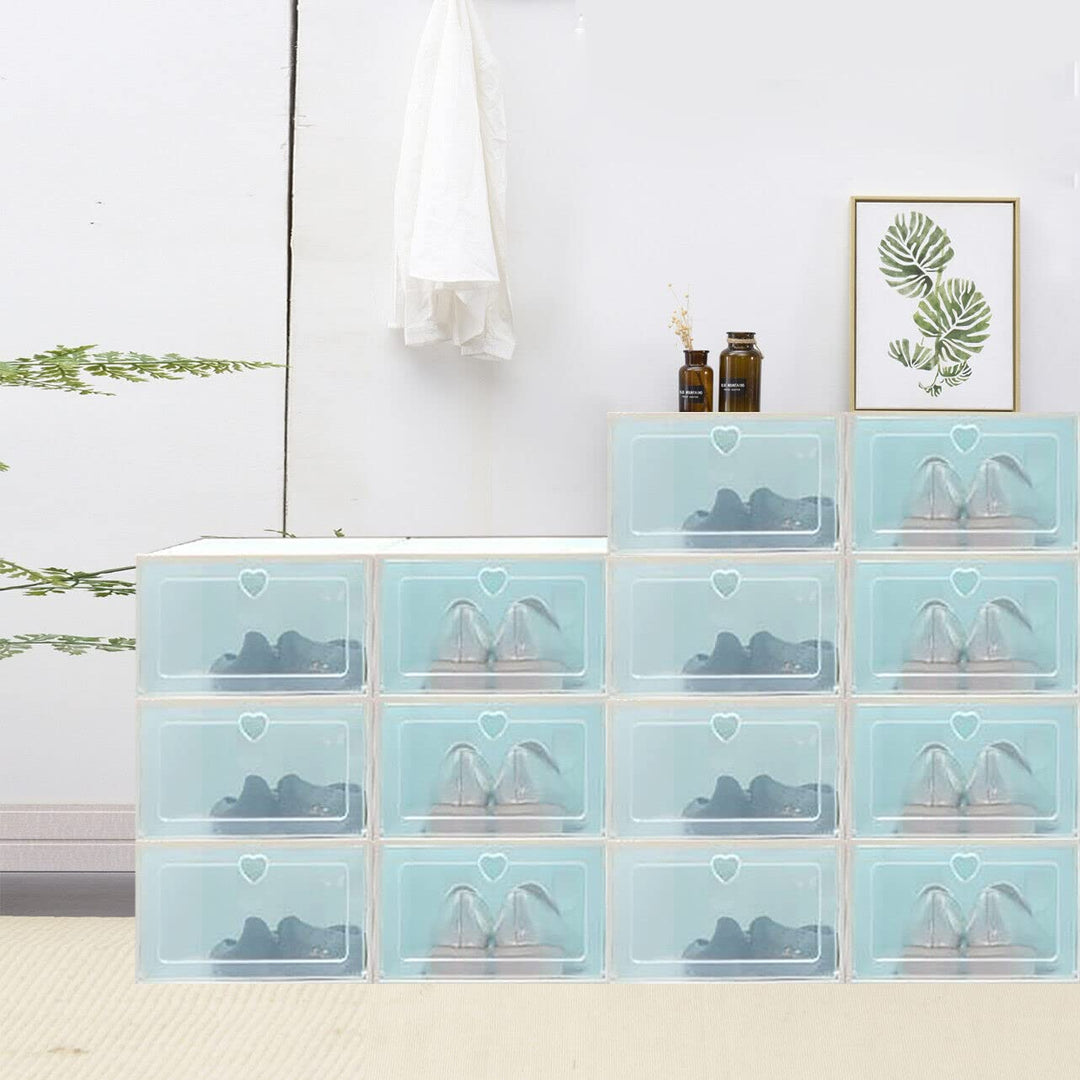 20 Stück Schuhboxen Stapelbar, Faltbar und Stapelbar Schuhboxen, Schuhboxen transparente Schuhorgani