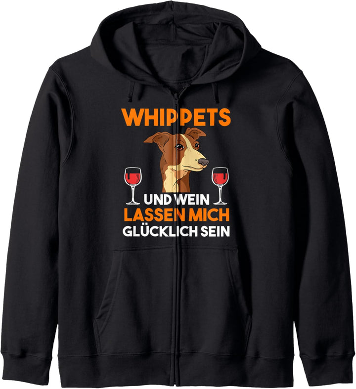 Windhund Whippet und Wein Kapuzenjacke