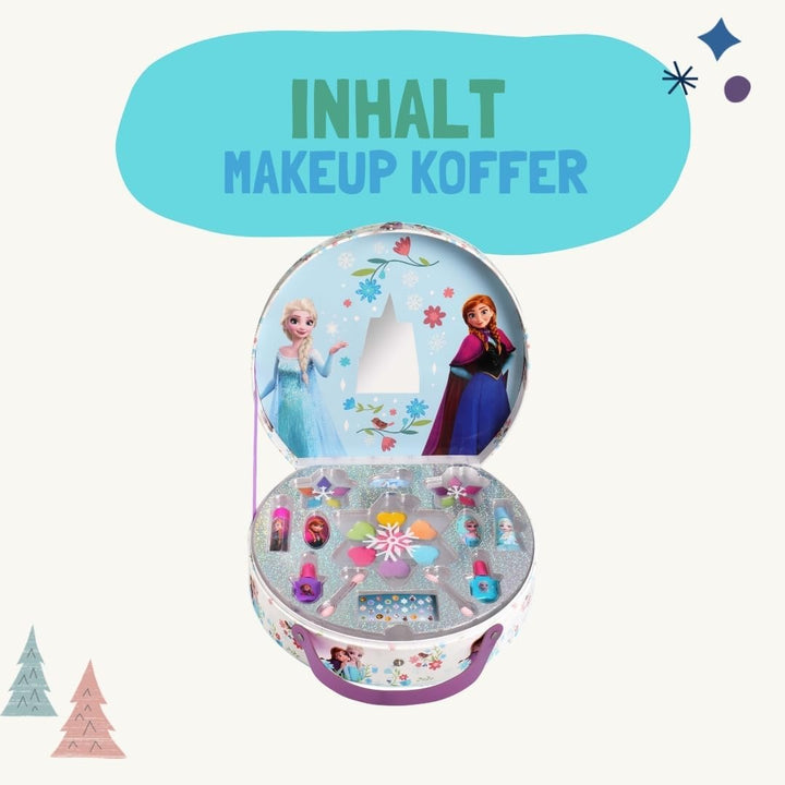Disney Frozen Runder Make-up Koffer | Kinder Schminkkoffer mit Lipgloss, Lidschatten, Nagellack & Sp