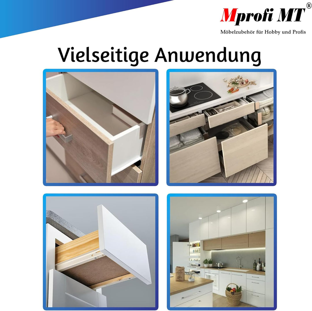 10 X Mprofi MT® (10 Paar) Schubladenschienen-Schubladenauszug-Schienen für Schubladen-Rollenauszug-M