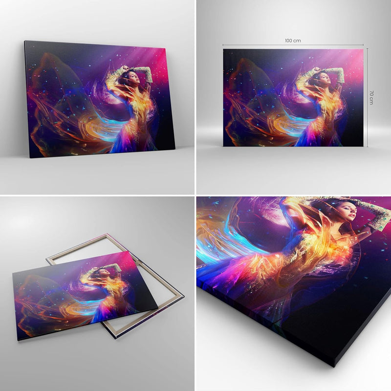 Bilder auf Leinwand 100x70cm Leinwandbild Schönheit Disco Mode Make-up Gross Wanddeko Bild Schlafzim