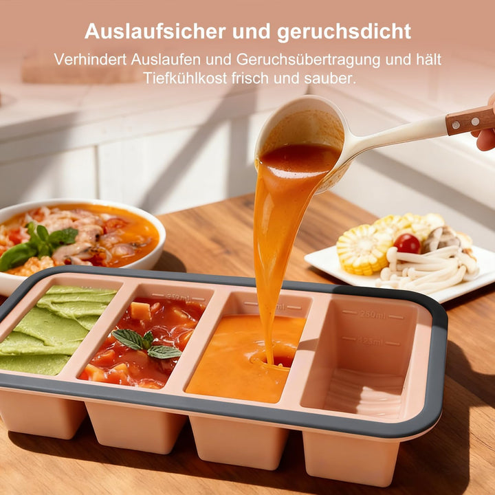 Gefrierbehälter Suppen Einfrieren Behälter Grosse Eiswürfelform 2Stk Silikon Eiswürfelform Mit Decke