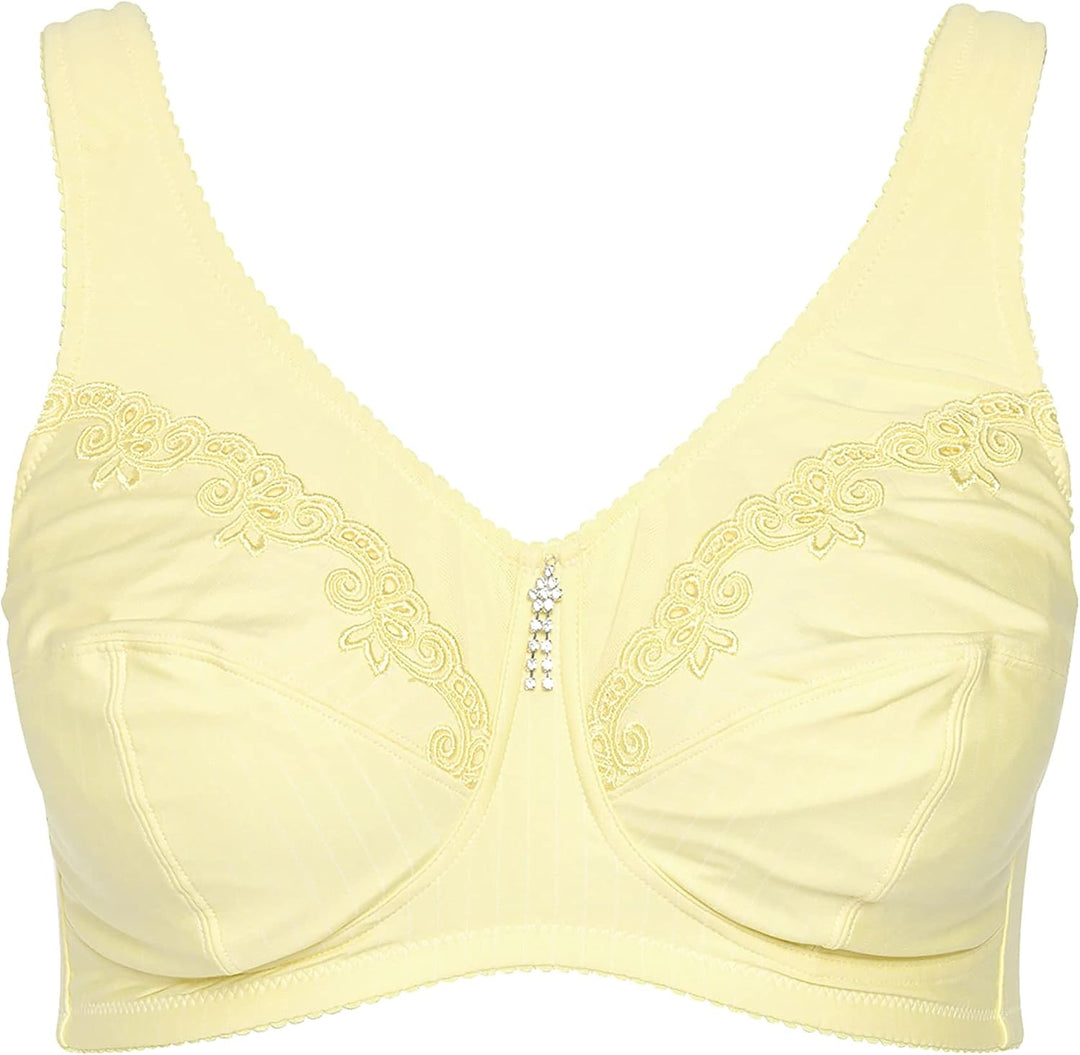 Ulla Popken Damen Entlastungs-BH, Ohne Bügel, Strassanhänger, Cup C - G BHS 105E Vanillegelb, 105E V