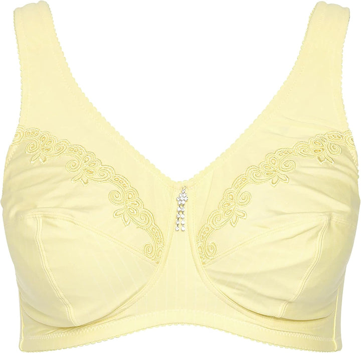 Ulla Popken Damen Entlastungs-BH, Ohne Bügel, Strassanhänger, Cup C - G BHS 105E Vanillegelb, 105E V