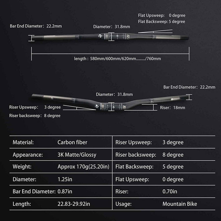 RXL SL mtb lenker 31,8 carbon lenker mtb 3K matt Fahrradlenker Riser Bars 720mm downhill carbon MTB