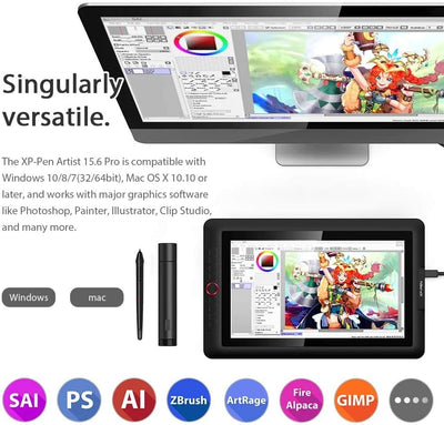 XP-PEN Artist 15.6 Pro Grafiktablett, 1080x1920 Pen Display, volllaminierter Bildschirm, Kreatives E