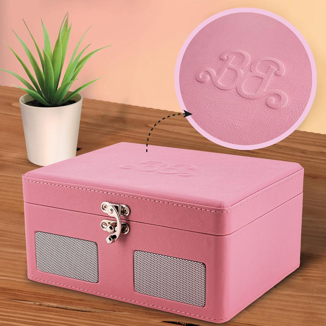 Lisciani – Barbie CD Player im Retro Design – Tragbar mit Kunstlederkoffer – Integrierter Lautsprech