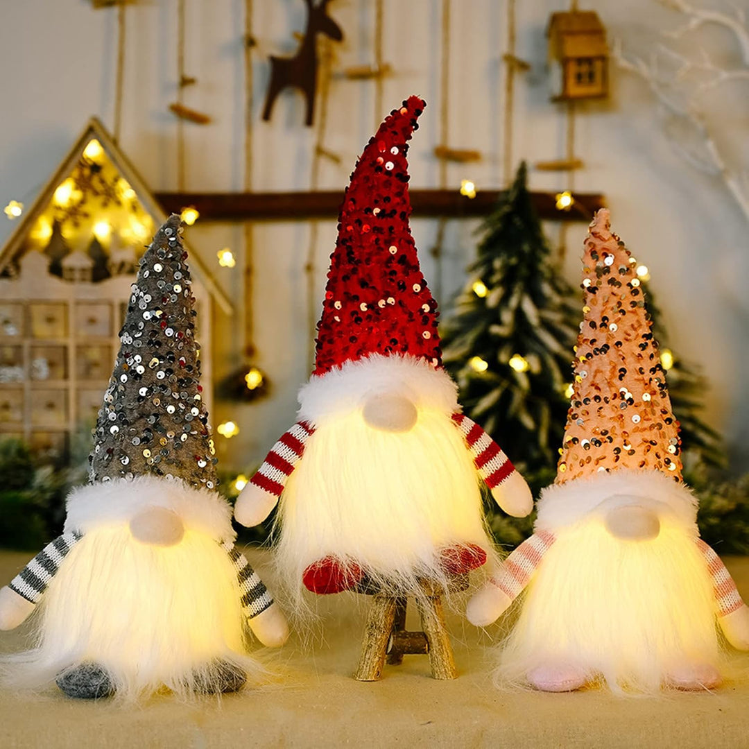 ACAREY Weihnachtsdeko 3 Stück Weihnachten Deko Wichtel mit LED Licht Weihnachtswichtel Figuren Plüsc