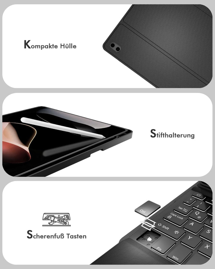 Doohoeek Bluetooth Tastatur Hülle für Samsung Galaxy Tab S11 2025 11 Zoll(SM-X730/736B), Abnehmbare