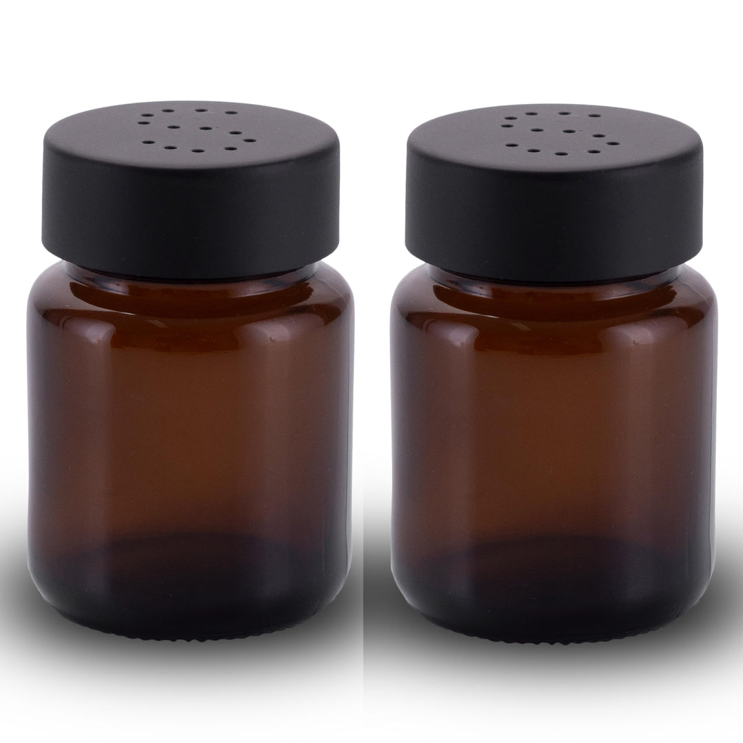 Salzstreuer und Pfefferstreuer Set aus Braunglas - Salt Shaker mit Edelstahl Deckel – Streuer für Pf