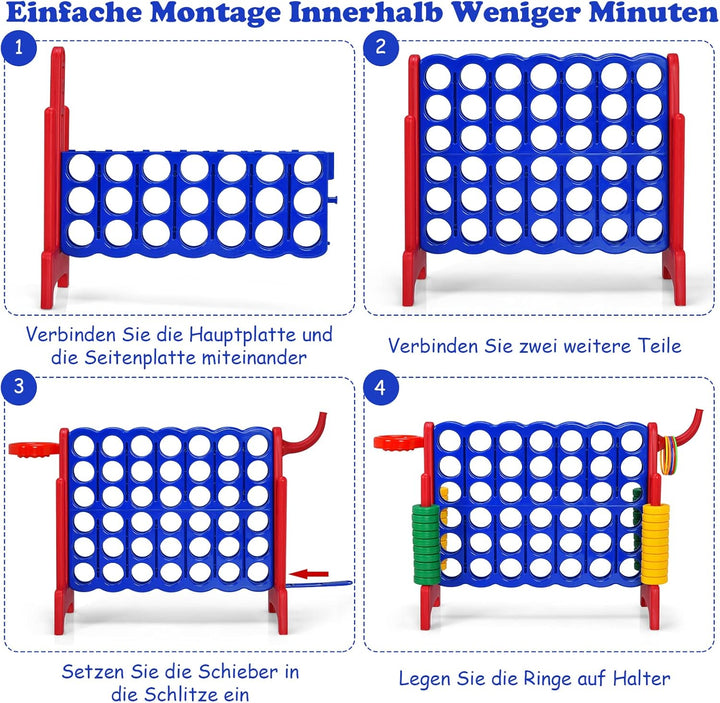 GOPLUS Riesiges 4 Gewinnt Spiel, Strategiespiel mit 42 Ringen, Basketballkorb & Wurfspiel & Schnells