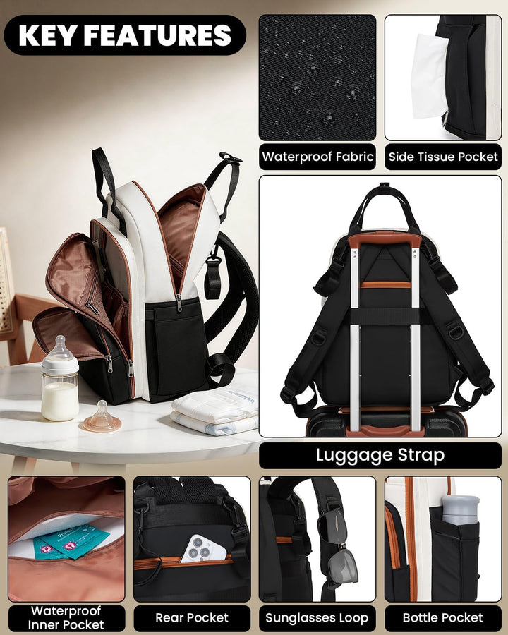 Miss Lulu Baby Wickelrucksack Gross Reiserucksack für Mama und Papa mit Kinderwagengurte Isolierter