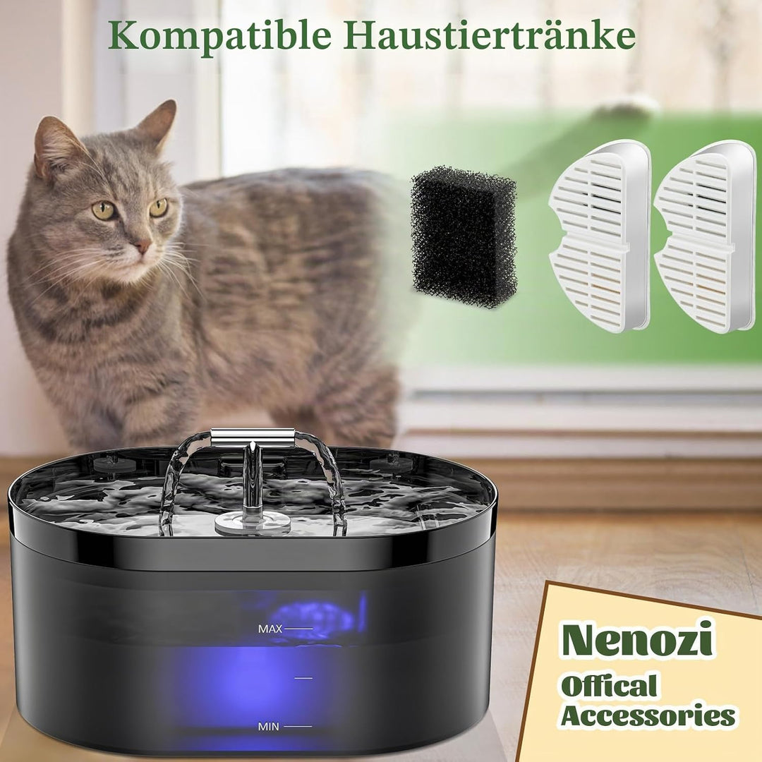 Cat Fountain Filter, 6 Pieces Filters + 6 Pieces Foam Filters for Cat Drinking Fountain, Filtering H