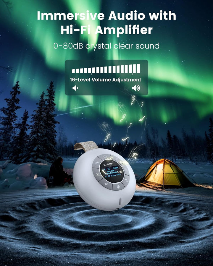 Glocusent Nachttischlampe Baby & White Noise Machine mit 62 Sounds & 9 Farben, Bluetooth, 2000mAh Ak