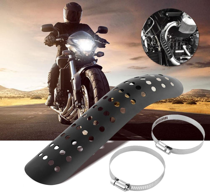 Universal Motorrad Auspuff Wärmedämmschutz, Stahlblech Hitzeschild Kurve Abgasschall Rohrabdeckung(S