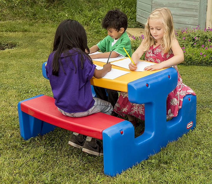 Little Tikes Picknicktisch (Primärfarben) - Platz für bis zu 4 Personen - Für Hausaufgaben, Projekte