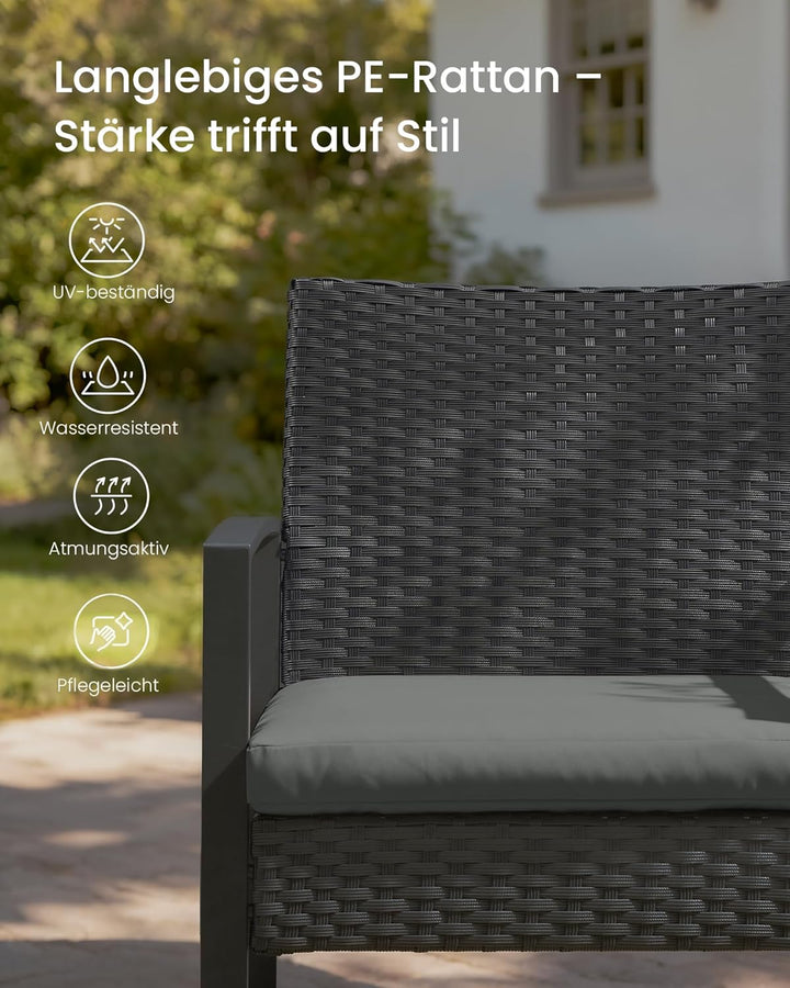 SONGMICS Balkonmöbel, Gartenmöbel-Set, aus PE-Polyrattan, Lounge-Set, Tisch und 2 Stühle, Terrassenm