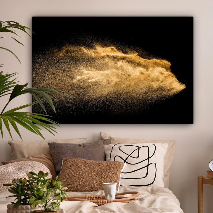 MuchoWow© Bilder Gross 120x80 cm XXL Wohnzimmer Goldene Deko Modern Wandbild Foto auf Leinwand Bild