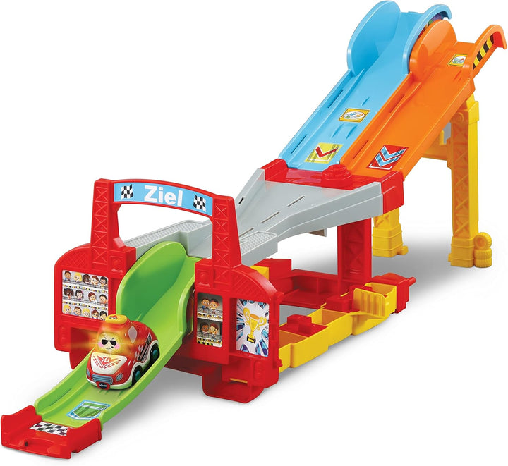 Vtech TUT TUT Baby Flitzer - 4-in-1-Rampe – Autorampe Spielset mit 4 Aufbaumöglichkeiten und Rennaut