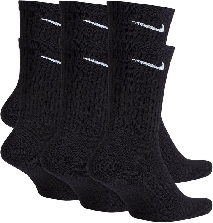 Nike Performance Kissen Crew Socken mit Band (6 Paar), schwarz/weiss, Grösse L