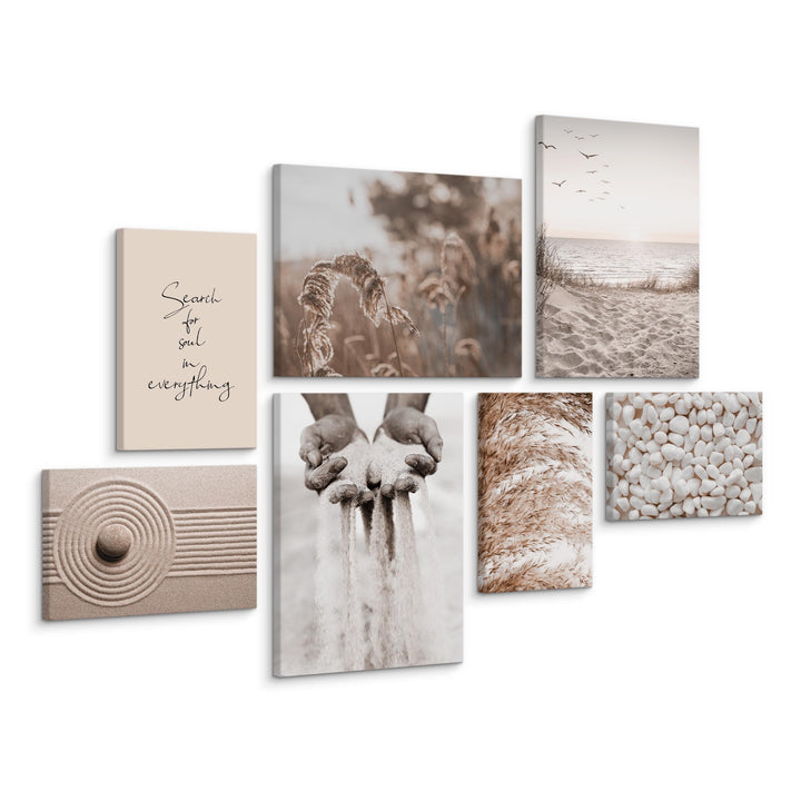 Muralo - Wandbilder Set - Leinwand Bilder Aufhängefertig in Boho Stil - das Leinwandbilder - Bilder