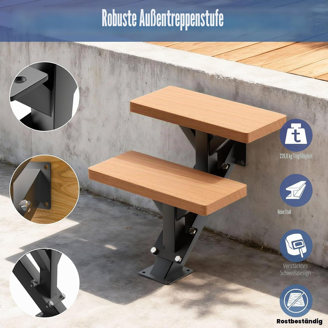 4-Stufen-Metall-Treppenwangen mit Stahl-Setzstufe für Deckhöhe 63 cm/24,8 Zoll, mit vorgebohrten Löc