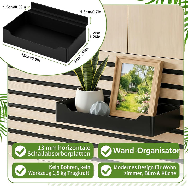 Meetory Zubehör für Akustikpaneele - 2 Stück Regal für Akustikpaneele Ohne Bohren Wandorganizer Wand