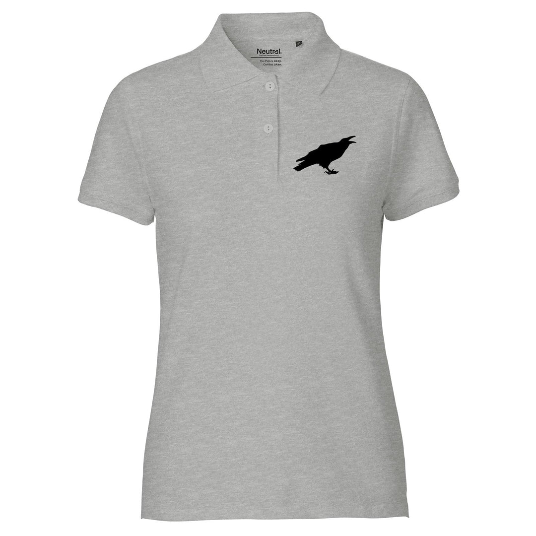 Huuraa Damen Polo Shirt Rabe Silhouette Geschenk Grösse XS-XXL Bio Baumwolle Fairtrade Rabe Geschenk