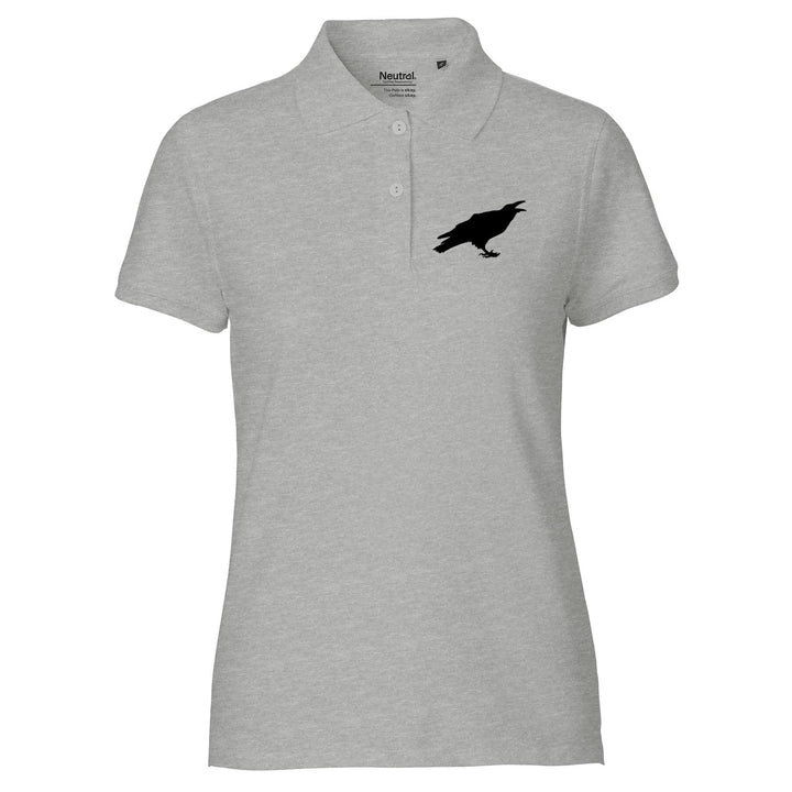 Huuraa Damen Polo Shirt Rabe Silhouette Geschenk Grösse XS-XXL Bio Baumwolle Fairtrade Rabe Geschenk