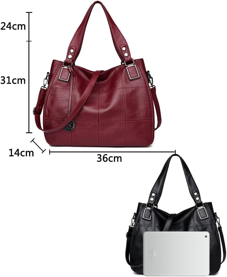 Kris Anna Damen Hobo Schultertasche Shopper Tasche aus PU-Leder mit Schulterriemen Umhängetasche Sti