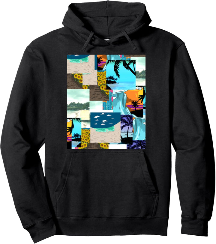 Beach Sunflower Coconut Tree Waves Vacation Beach Lover Gift Pullover Hoodie