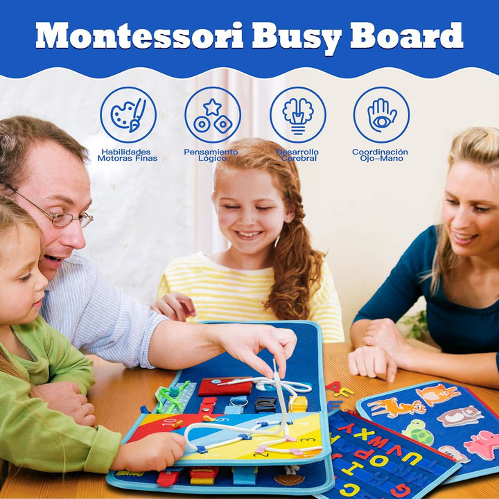 Funsland Busy Board Montessori Spielzeug - Kleinkind Activity Board Auto Flugzeug Reisespielzeug, Ba