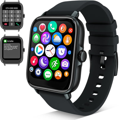 Bluetooth Smartwatch mit Telefonfunktion Herren Damen,1.7" Touchscreen Uhr Fitness Tracker mit Whats