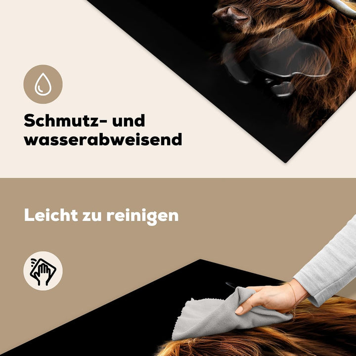KitchenYeah© Herdabdeckplatte Einteilig Herdabdeckung Abdeckplatte für Schwarzer Schottisches Hochla