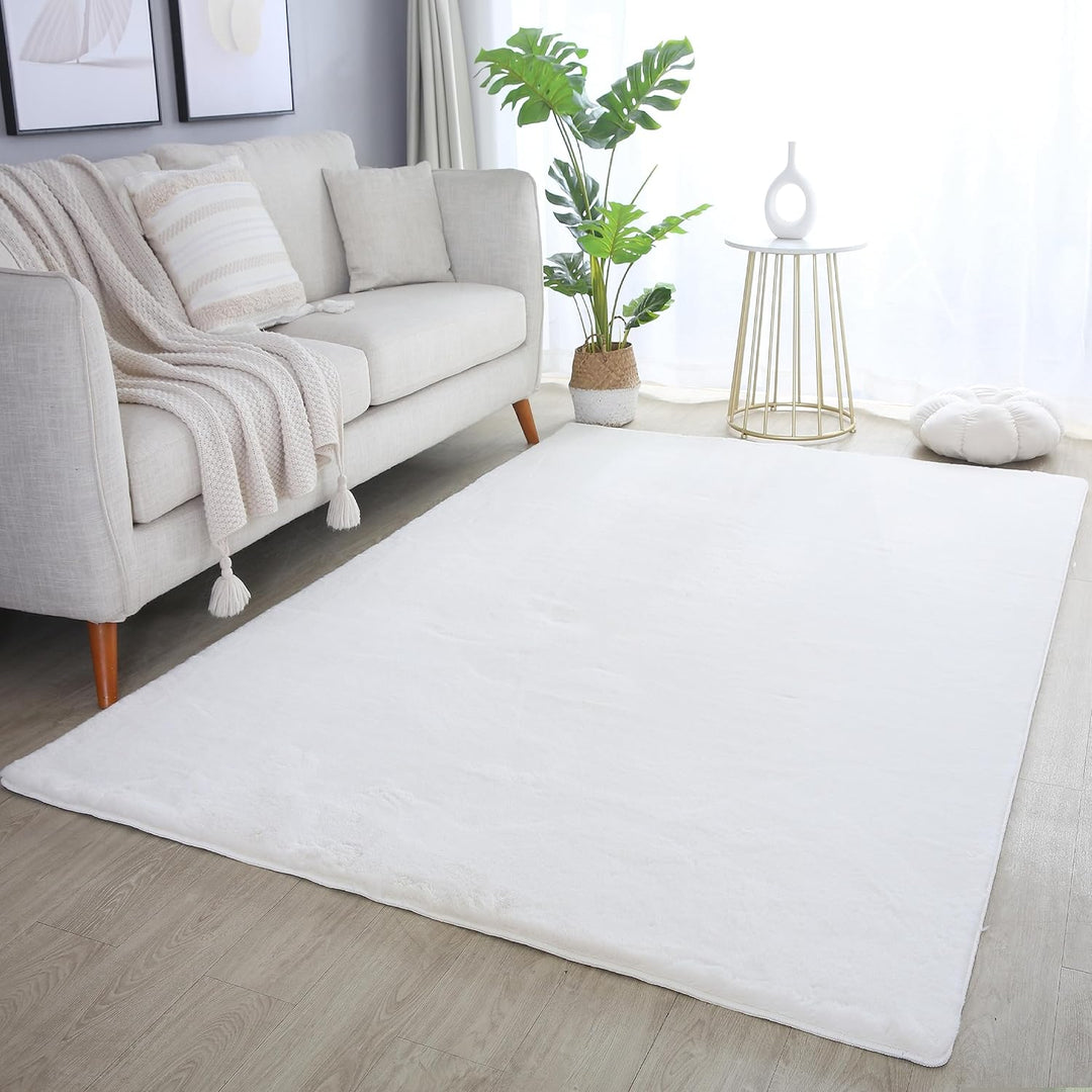 Weicher Hochflor Teppich Wohnzimme Waschbarer Teppich im modernen Stil Unicolor & Einfarbig Läufer T