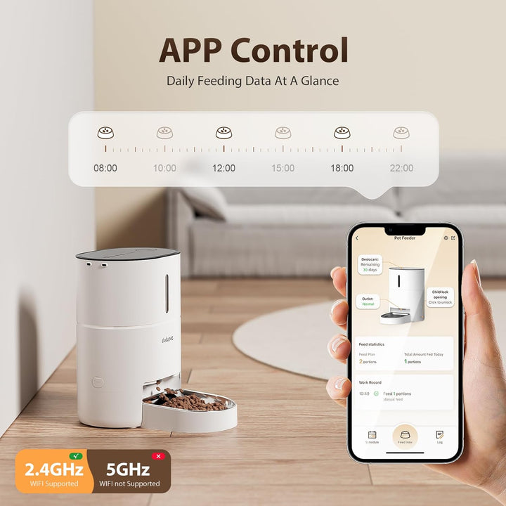 Futterautomat Katze, DUDUPET 4L Automatischer Futterspender Katze, 2.4G WiFi-Fernbedienung, duale St