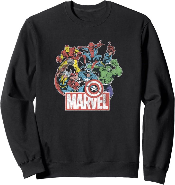 Marvel Avengers Team Retro Comic Vintage Sweatshirt