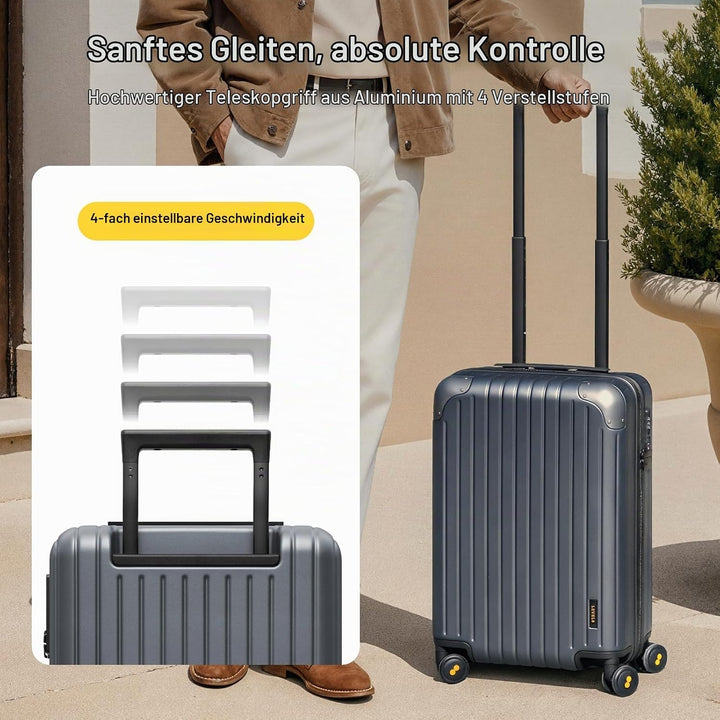 LEVEL8 Koffer Trolley Leicht Handgepäck Erweiterbar, 55cm, 36-42L | Hartschalenkoffer aus 100% Polyc