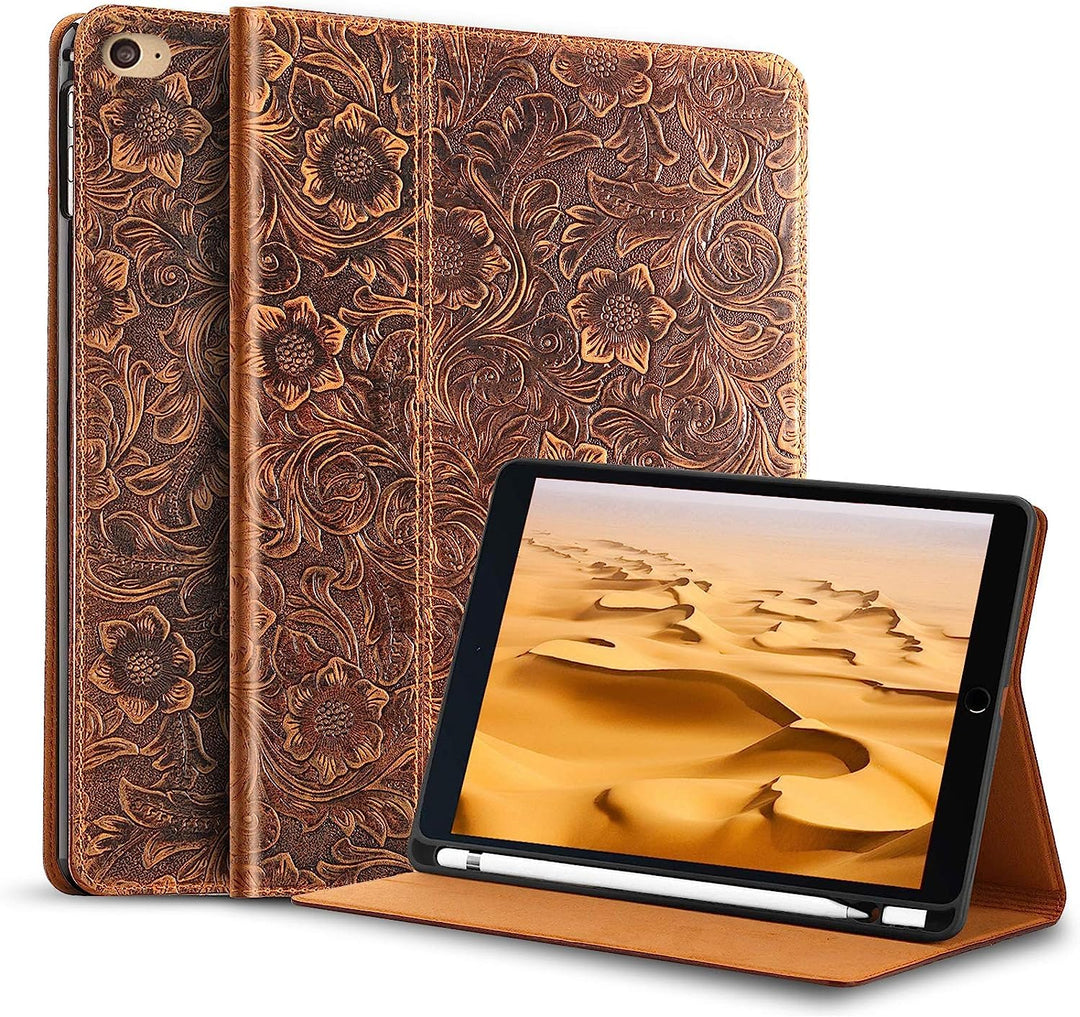 Gexmil Hülle für iPad Mini 5./4. Generation 2019/2015 7,9 Zoll Echt Leder Hülle mit Stylus Halter An