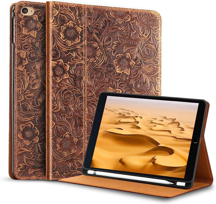 Gexmil Hülle für iPad Mini 5./4. Generation 2019/2015 7,9 Zoll Echt Leder Hülle mit Stylus Halter An