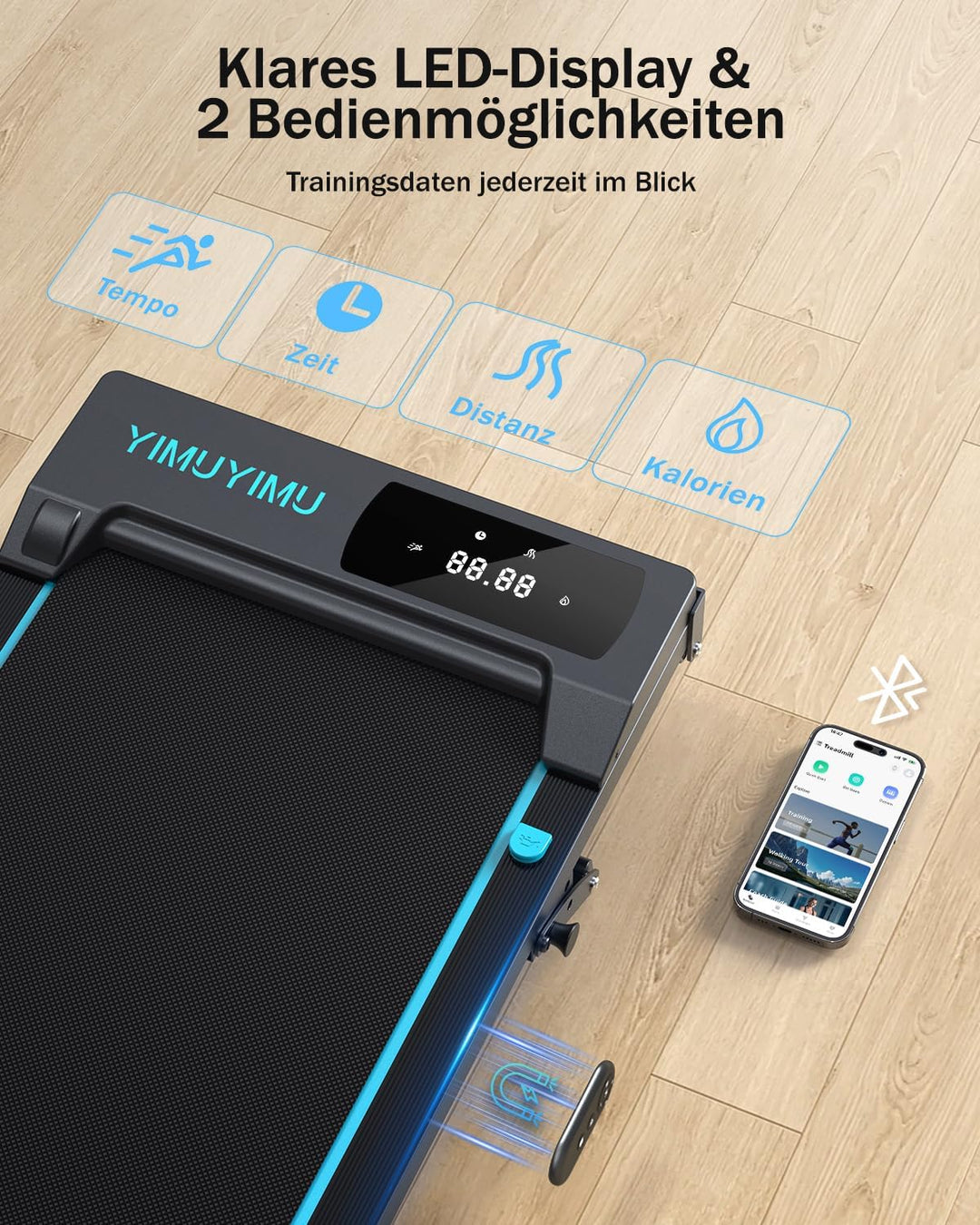 Walking Pad mit 0-8% Steigung, 10 km/h Laufband für Zuhause