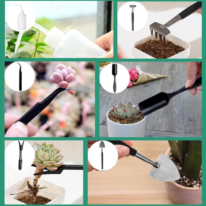 Bonsai Werkzeug Set 18 Stück, Bonsai Starter Kit Garden Tool mit wasserdichte Umtopfmatte & Aufbewah