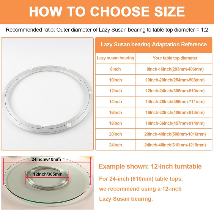 TamBee 12 Zoll Lazy Susan Drehtellerlager aus Aluminiumlegierung 30.5CM Drehteller Mechanismus drehe