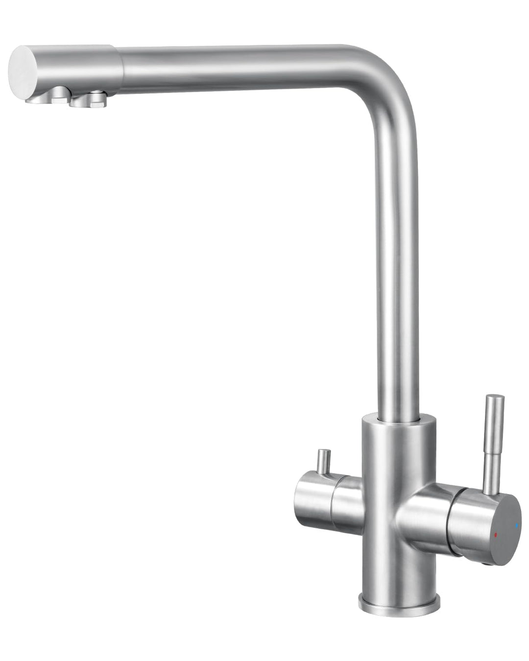 3 Wege Wasserhahn Küche, Küchenarmatur Mit 2 Hebel, Mischbatterie Küche Mit Heissem Und Kaltem Wasse