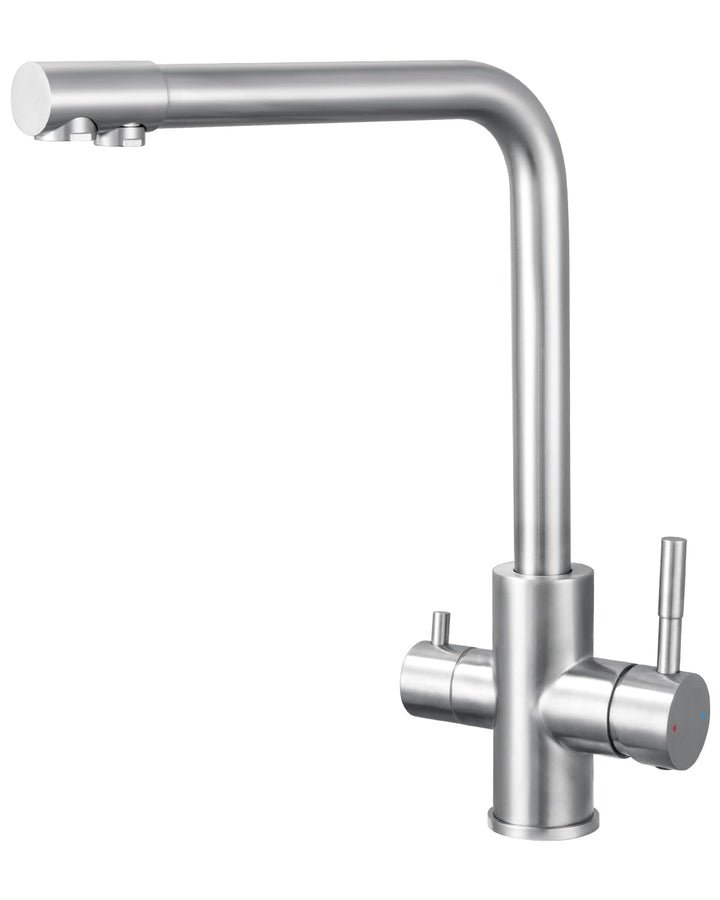 3 Wege Wasserhahn Küche, Küchenarmatur Mit 2 Hebel, Mischbatterie Küche Mit Heissem Und Kaltem Wasse