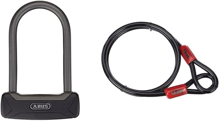 ABUS Bügelschloss Granit Plus 640/135HB150 - ABUS-Sicherheitslevel 12 - Schwarz & Schlaufenkabel Cob