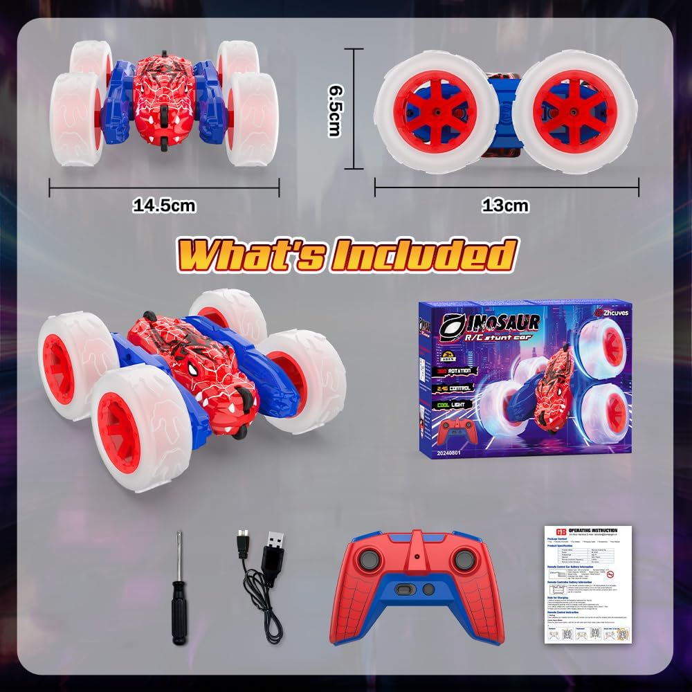 Mieryd Spider Ferngesteuertes Auto ab 3 4 5 6 7 8 9 10 Jahre, Rotation 360 ° Stunt RC Car mit LED, M