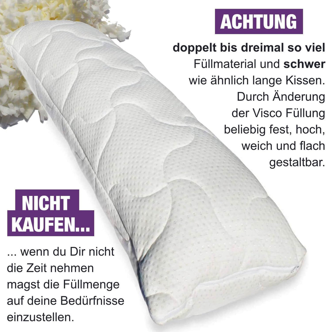Traumreiter Seitenschläferkissen mit Bezug Baumwolle, Memory Foam Kissen Visco Gel Professional für